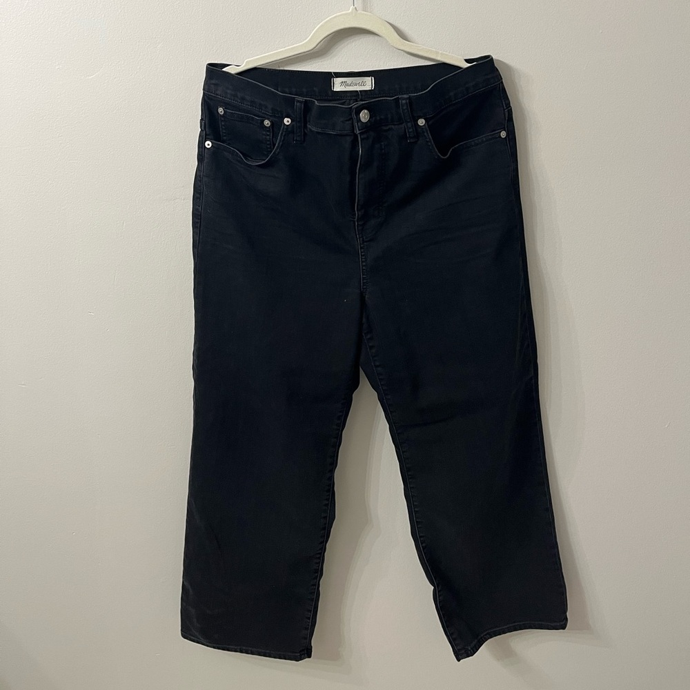 Madewell Slim Wide Leg Crop Black Jean